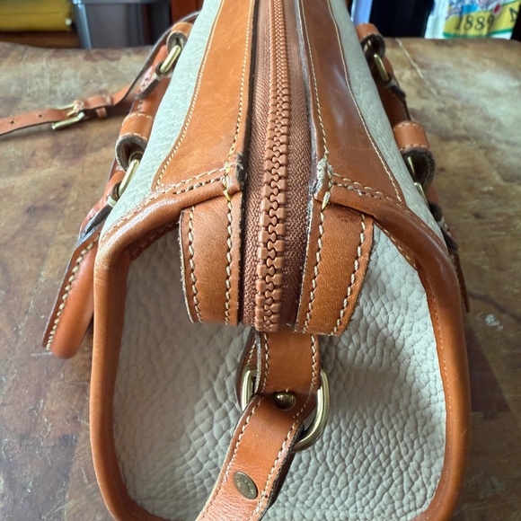 Dooney & Bourke Cream and Brown Leather Satchel - Picture 7 of 12